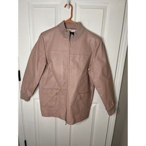 Women Light Pink Leather Blazer Size Medium